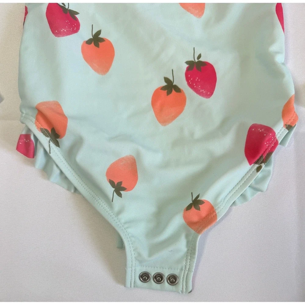 Simple Joys by Carters Girls Swimsuit 2T Strawberry Long Sleeve Rash Guard Beach